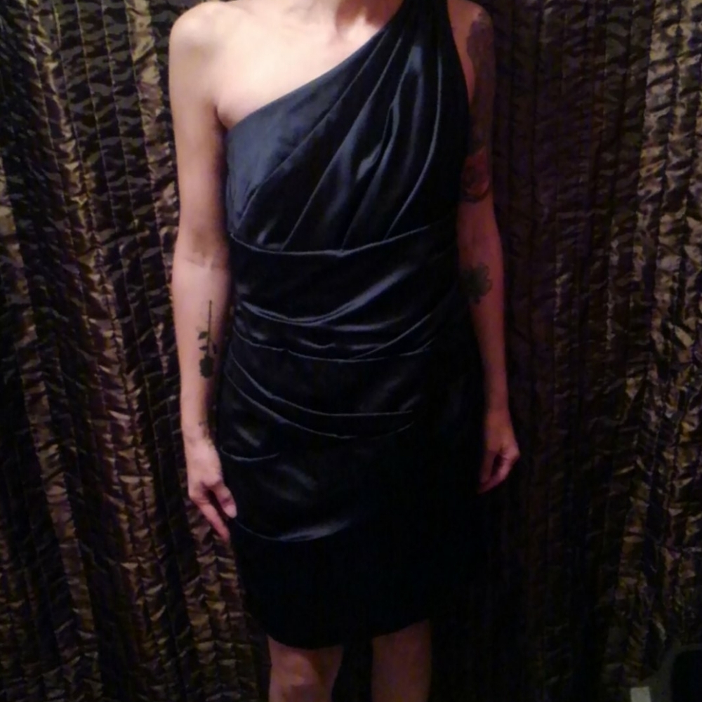 David s bridal one shoulder size ten midnight blue